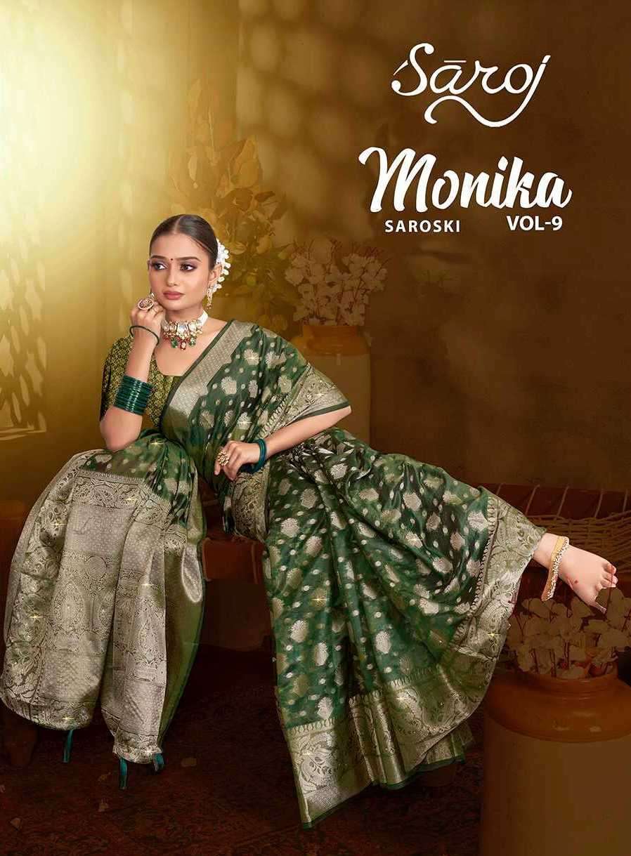 saroj monika vol 9 series 1001-1006 organza saree