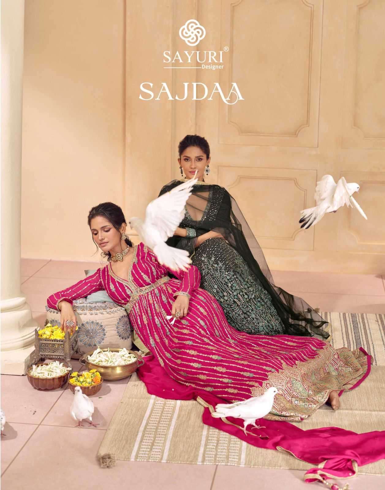 sayuri sajdaa series 5434-5436 real georgette gown with dupatta 