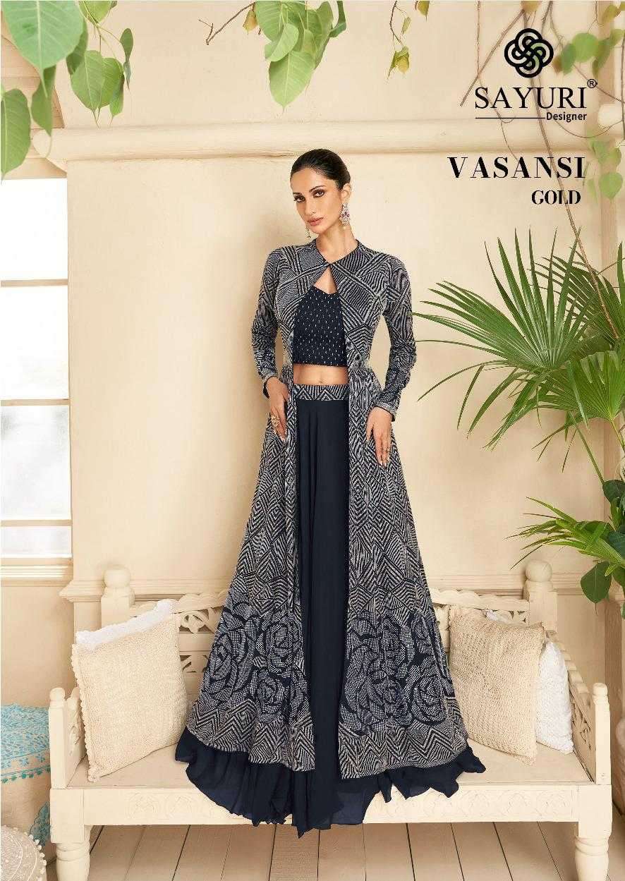 sayuri vasansi gold series 5288 real georgette skirt top with jacket