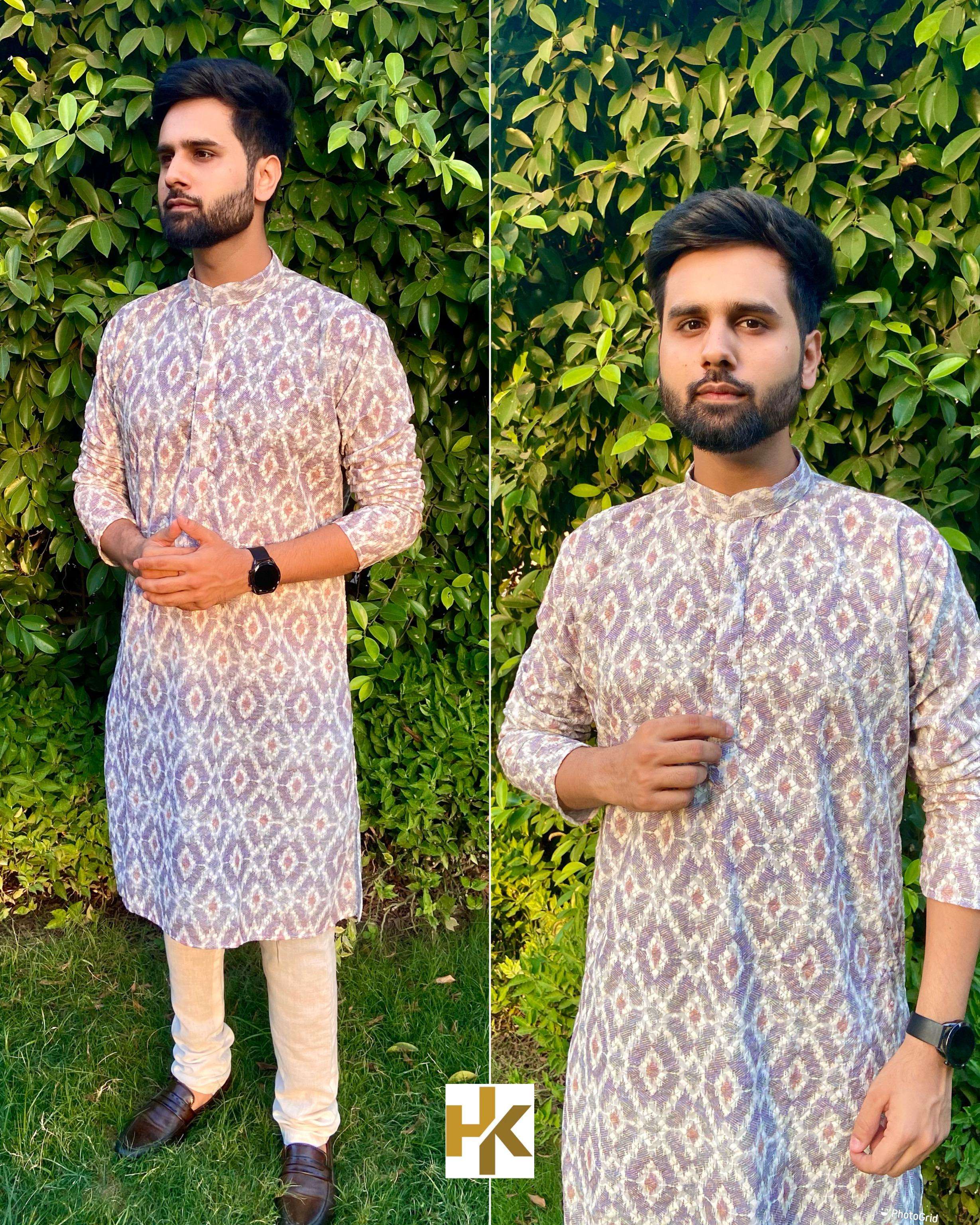 Schiffli 3.0 Heavy Cotton Schiffli Chikan work Premium Mens Wear Kurta