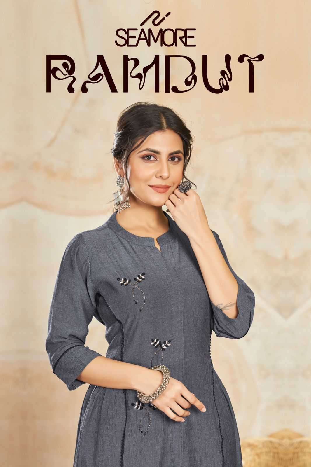 seamore ramdut vol 2 series 226-227 Viscose Hand Work Kurta with Bottom