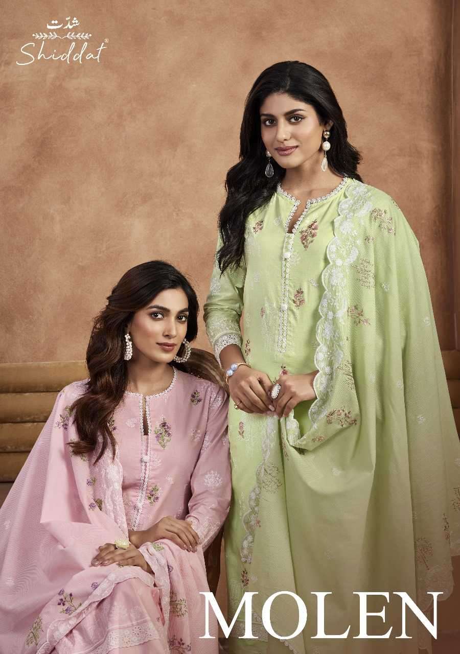 shiddat molen series 101-108 cotton cambric block printed suit 