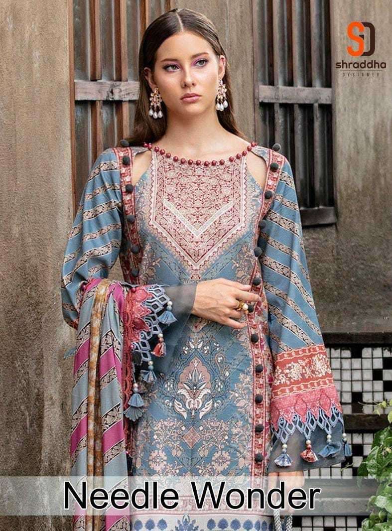 shraddha needle wonder vol 1 series 1001-1004 lawn cotton suit 