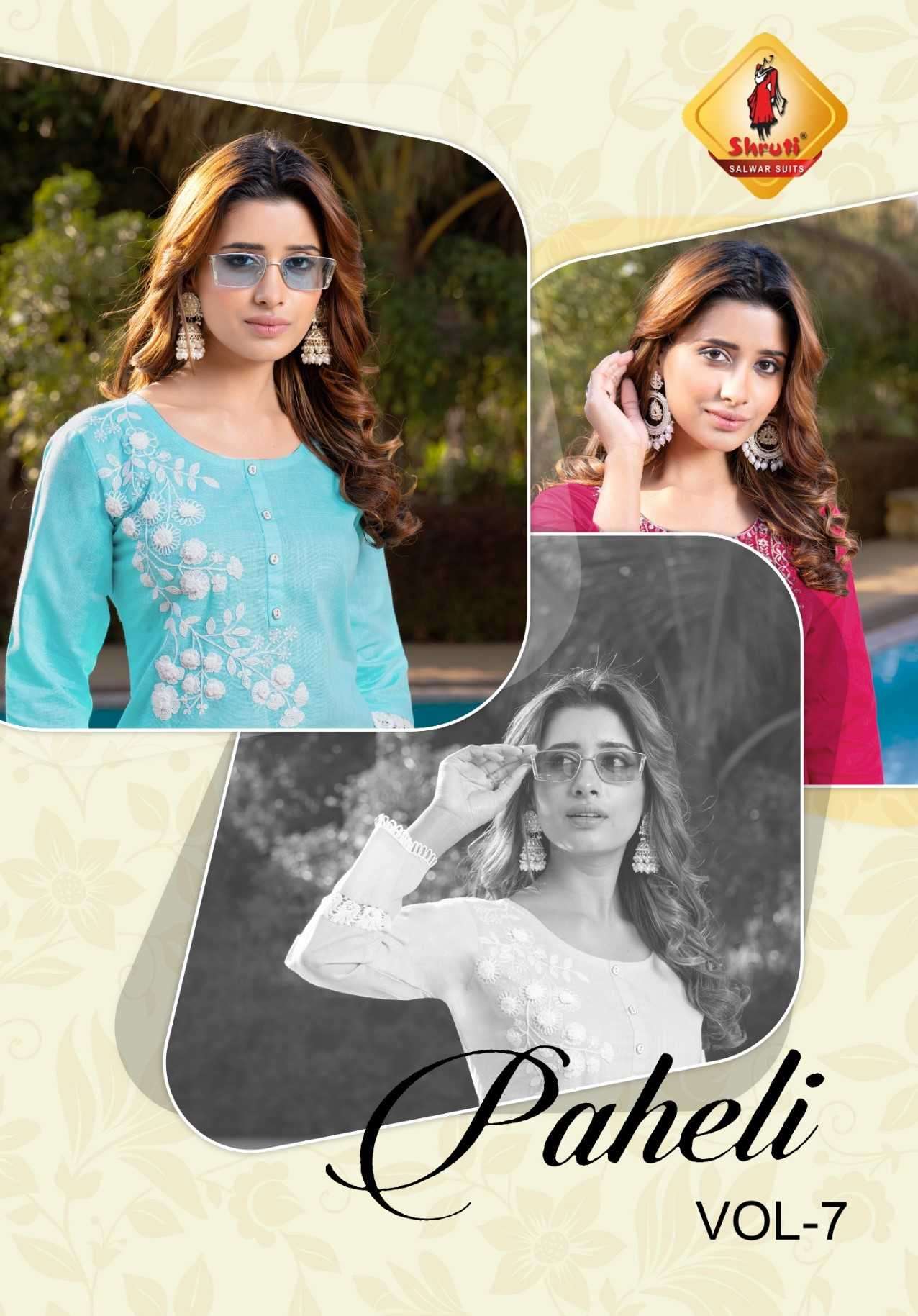 shruti paheli vol 7 pure cotton linen kurti 
