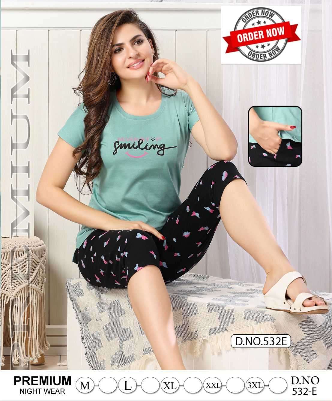 SUMMER SPECIAL CAPRI VOL.PC532 Heavy Shinker Hosiery Cotton Night Suits