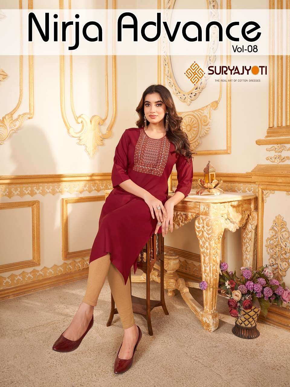 Suryajyoti Nirja Advance Vol-8 series 8001-8008 Heavy Rayon kurti