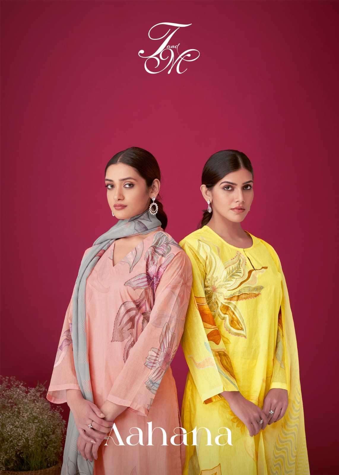 t&m designer aahana narobi silk digital print suit 