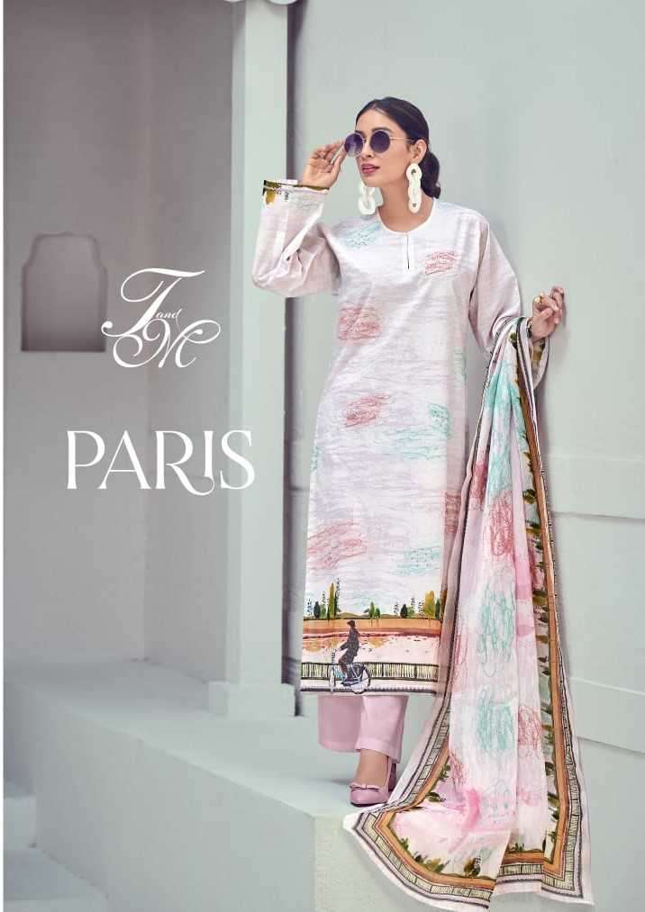 t&m paris organza viscose digital print handwork suit 