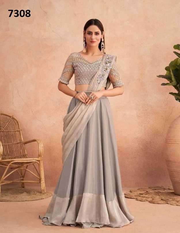 tfh super star nx 2 fancy Ready to Wear with Belt & Blouse unstitched saree
