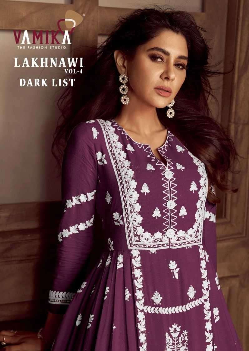 vamika lakhnavi vol 4 pqrst dark color Heavy REYON readymade suit 
