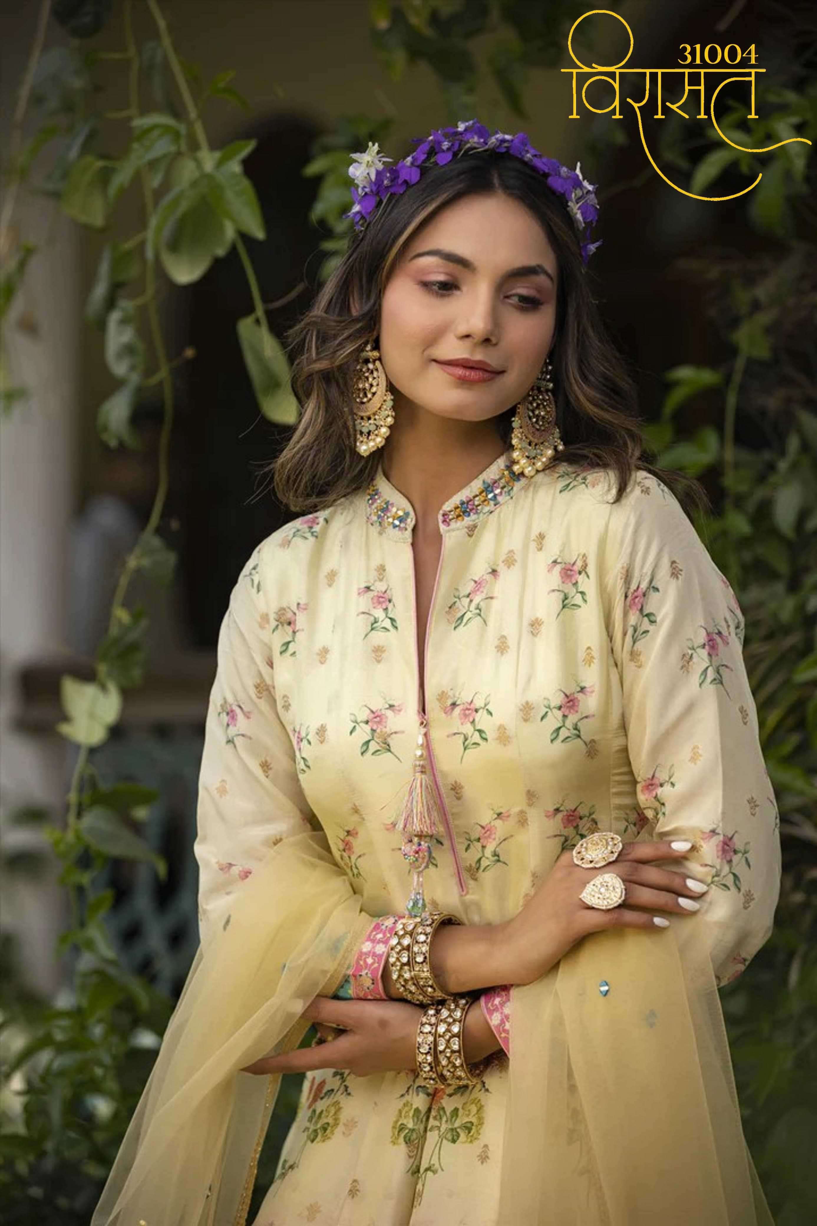 virasat bela series 31001-31004 pure dola jacquard gown with dupatta