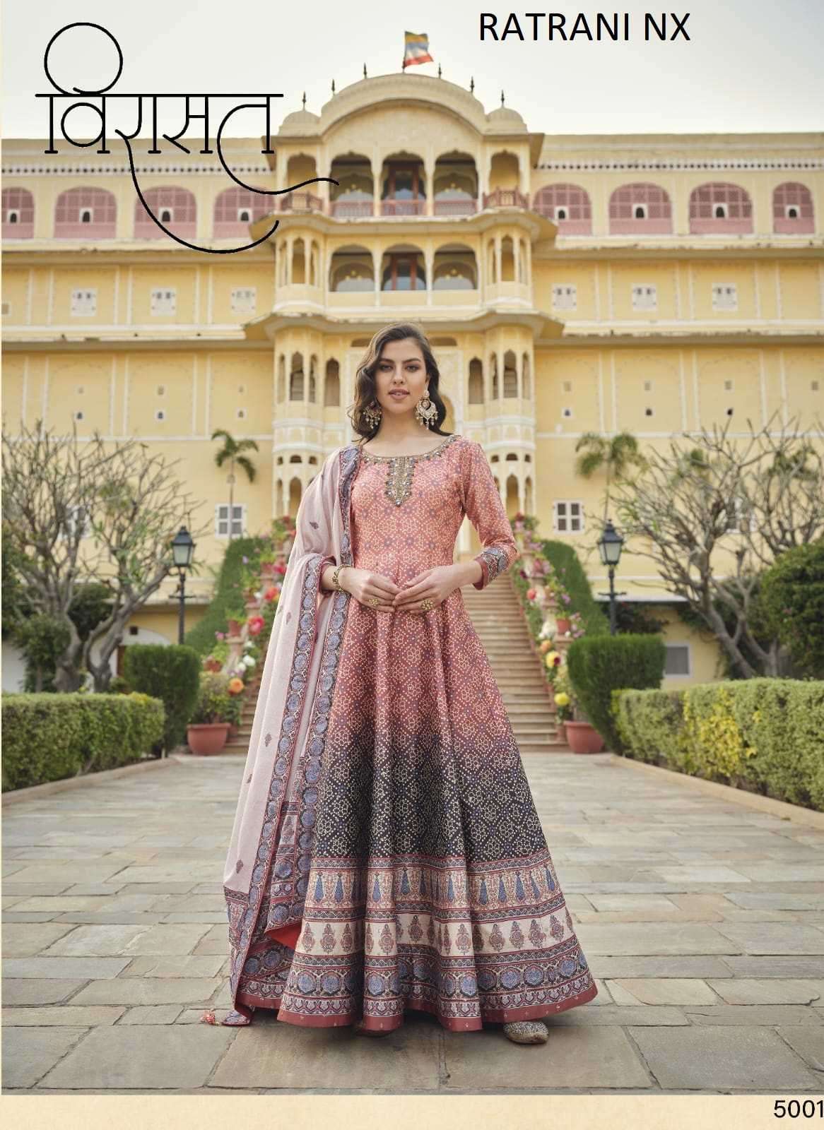 virasat ratrani nx series 5001-5004  Killer Silk gown with dupatta