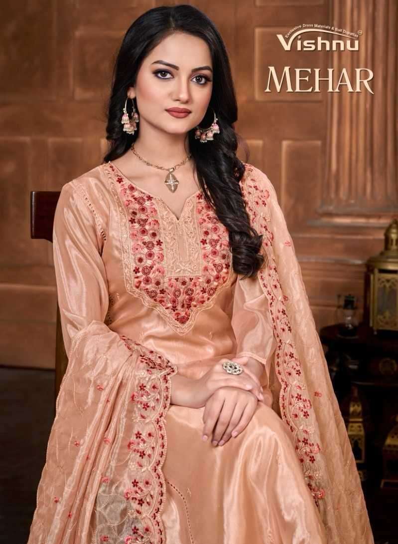 vishnu impex mehar series 47001-47008 shimmer organza suit 