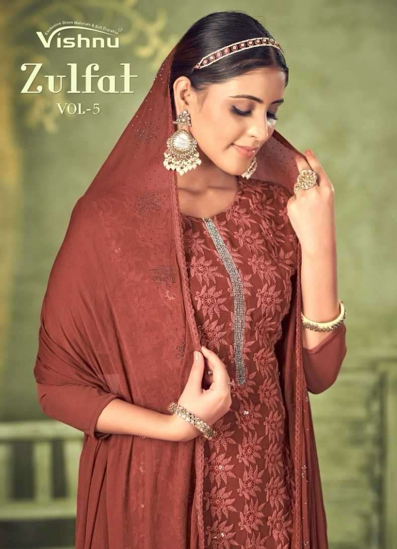 vishnu impex zulfat vol 5 series 34001-34008 georgette suit 