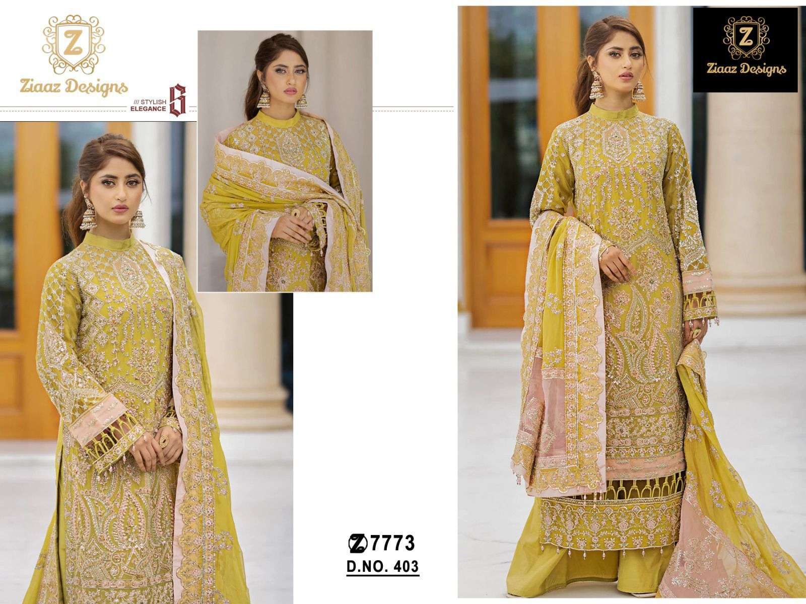Ziaaz Designs 403 designer Georgette very heavy embroidered suit