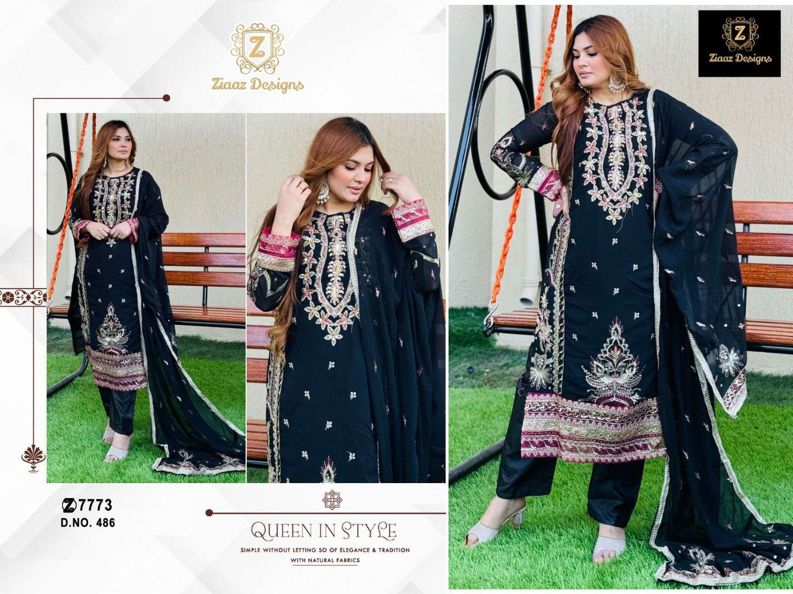 Ziaaz Designs 486 designer Georgette very heavy embroidered suit