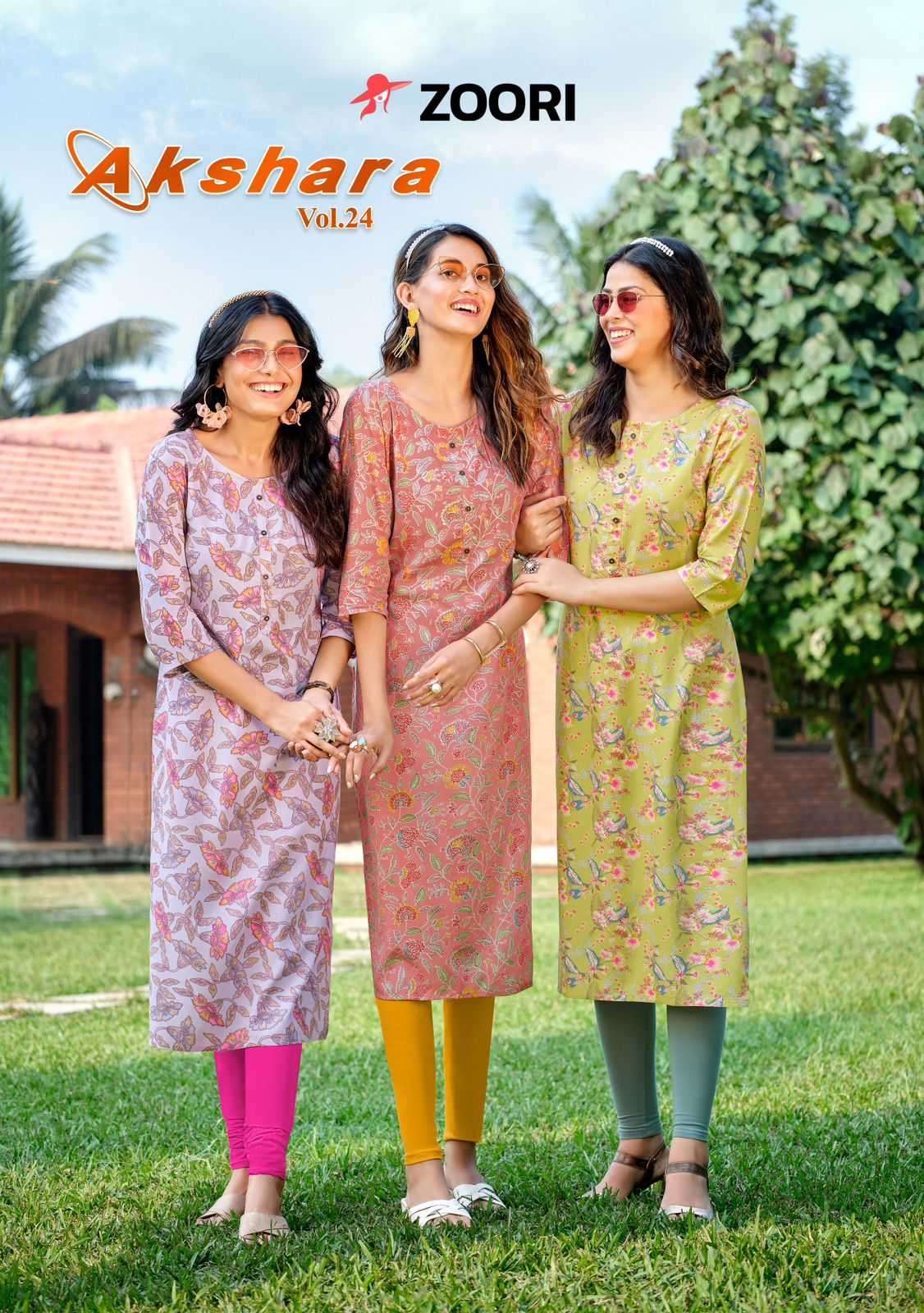 zoori akshara vol 24 series 1140-1145 Rayon Print kurti