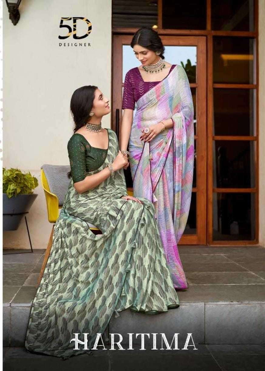 5d designer haritima series 40085-40092 moss saree