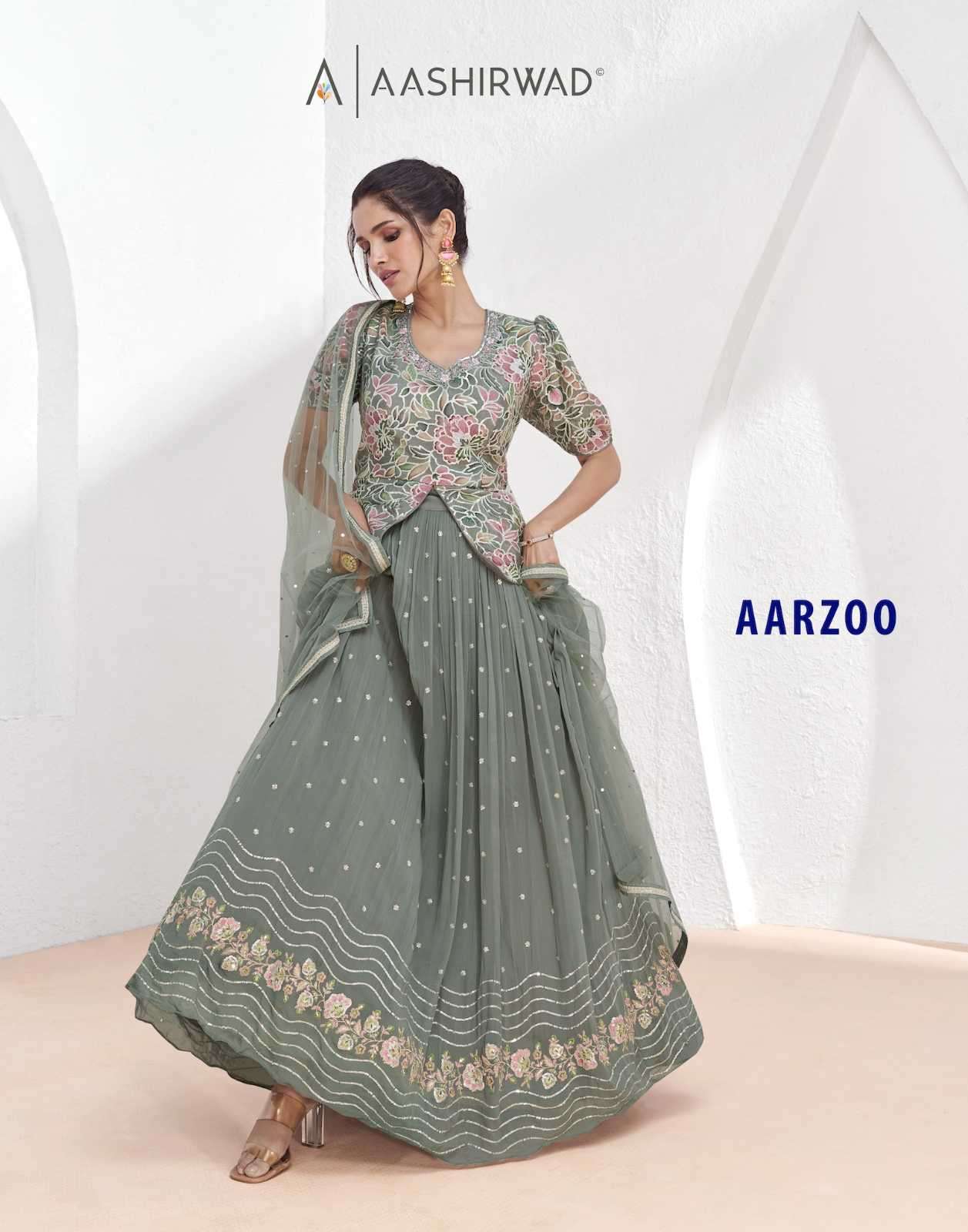 aashirwad aarzoo series 9912-9915 real georgette readymade suit 