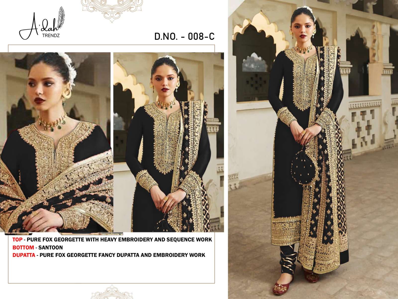 ADAH TRENDZ AT-008 A-B-C-D DESIGNER FOX GEORGETTE SUIT