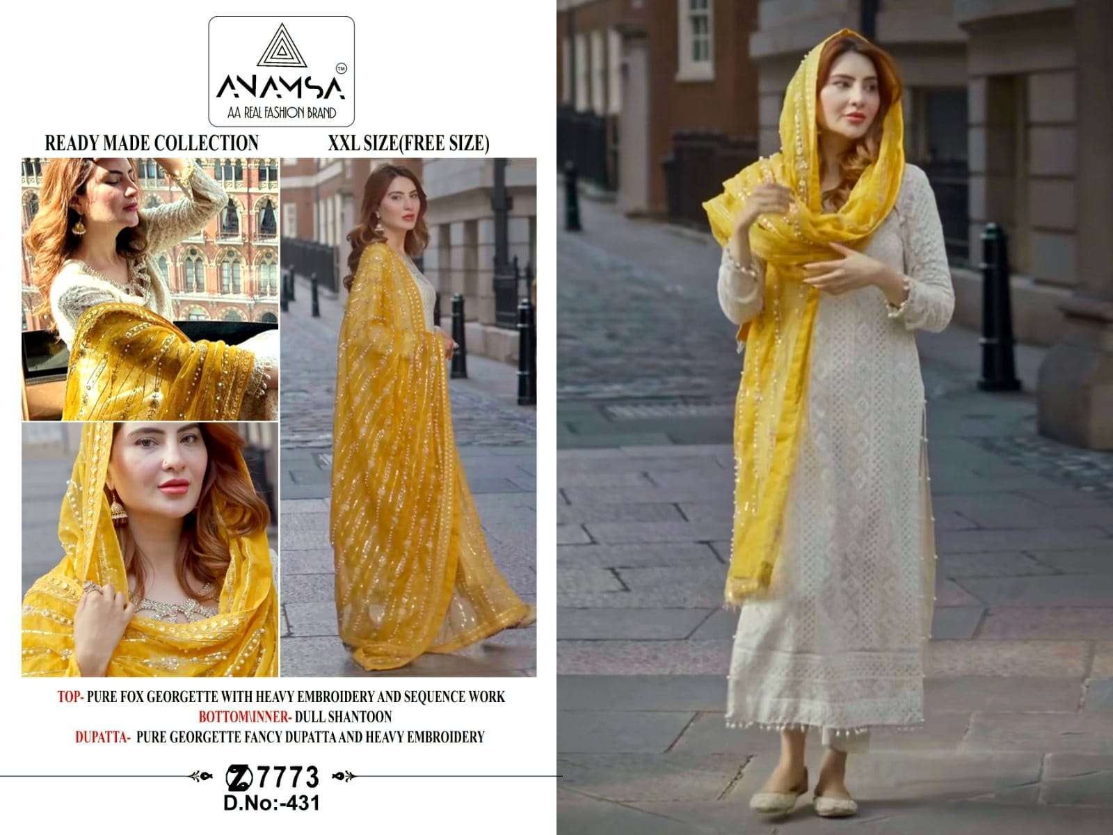 Anamsa-431 designer Heavy Pure Fox Georgette suit