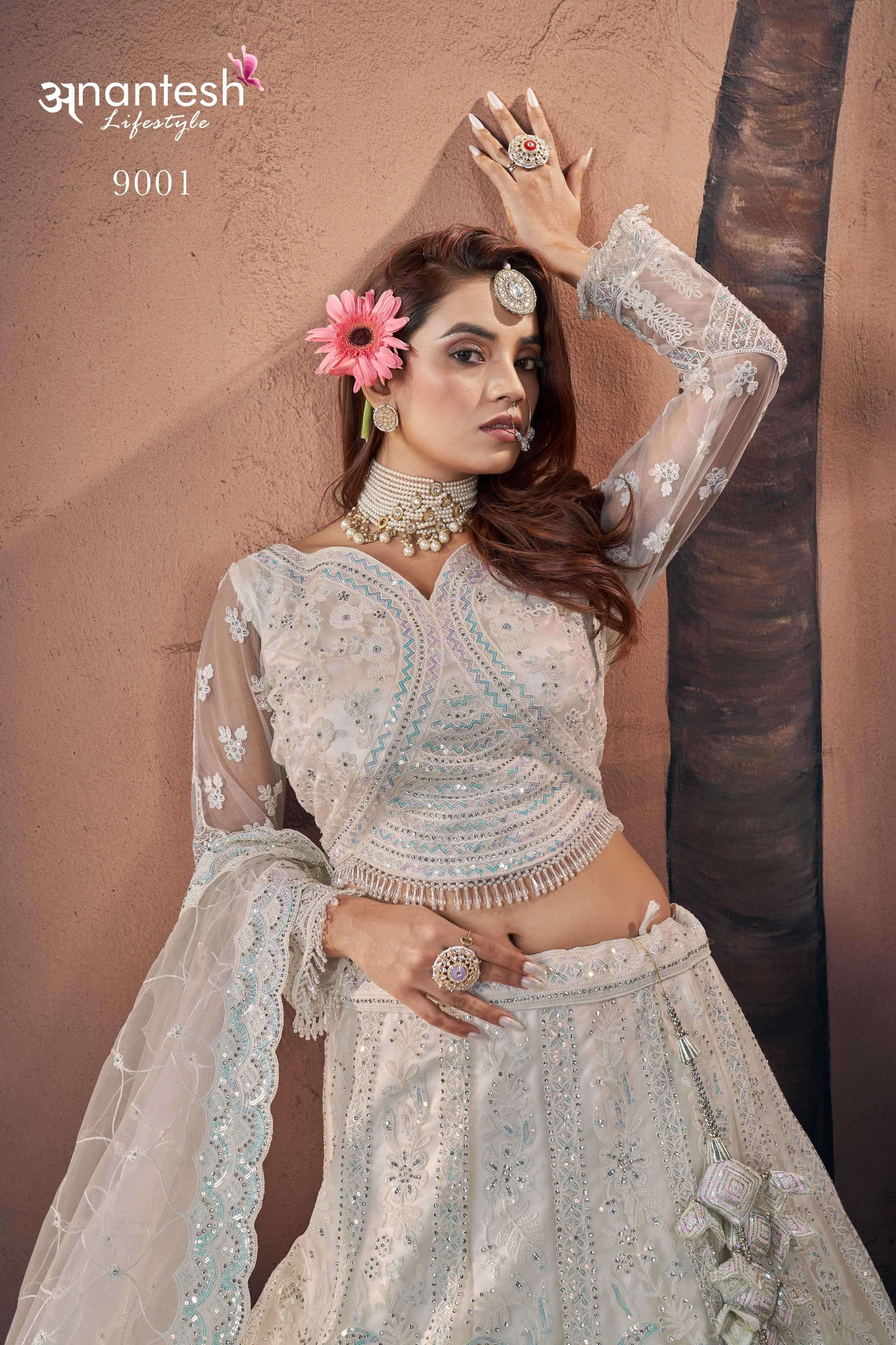 anatesh 9001 net fancy embroidery lehenga