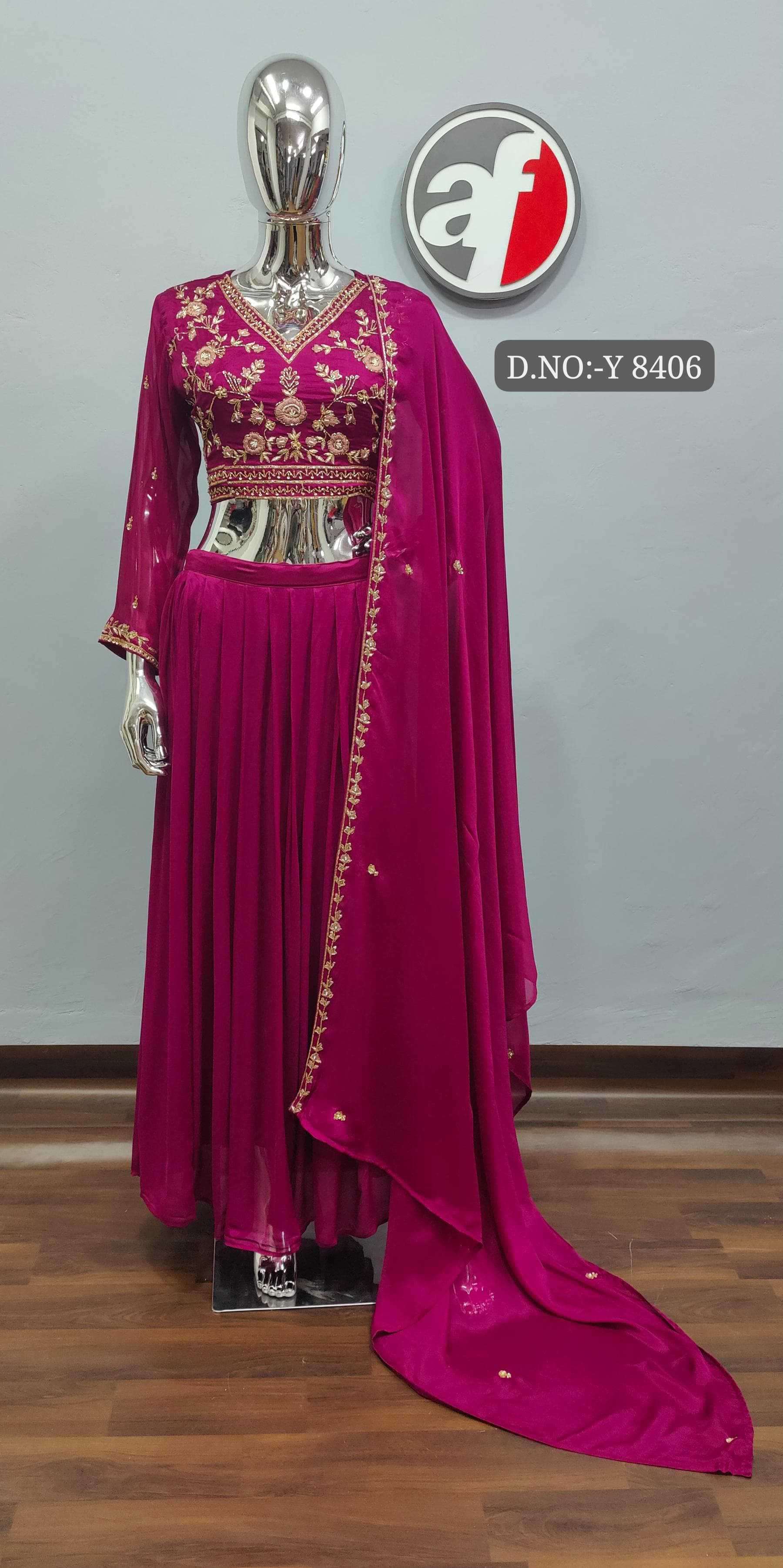 anju fab 8406 pure chinon chiffon choli skirt and dupatta 