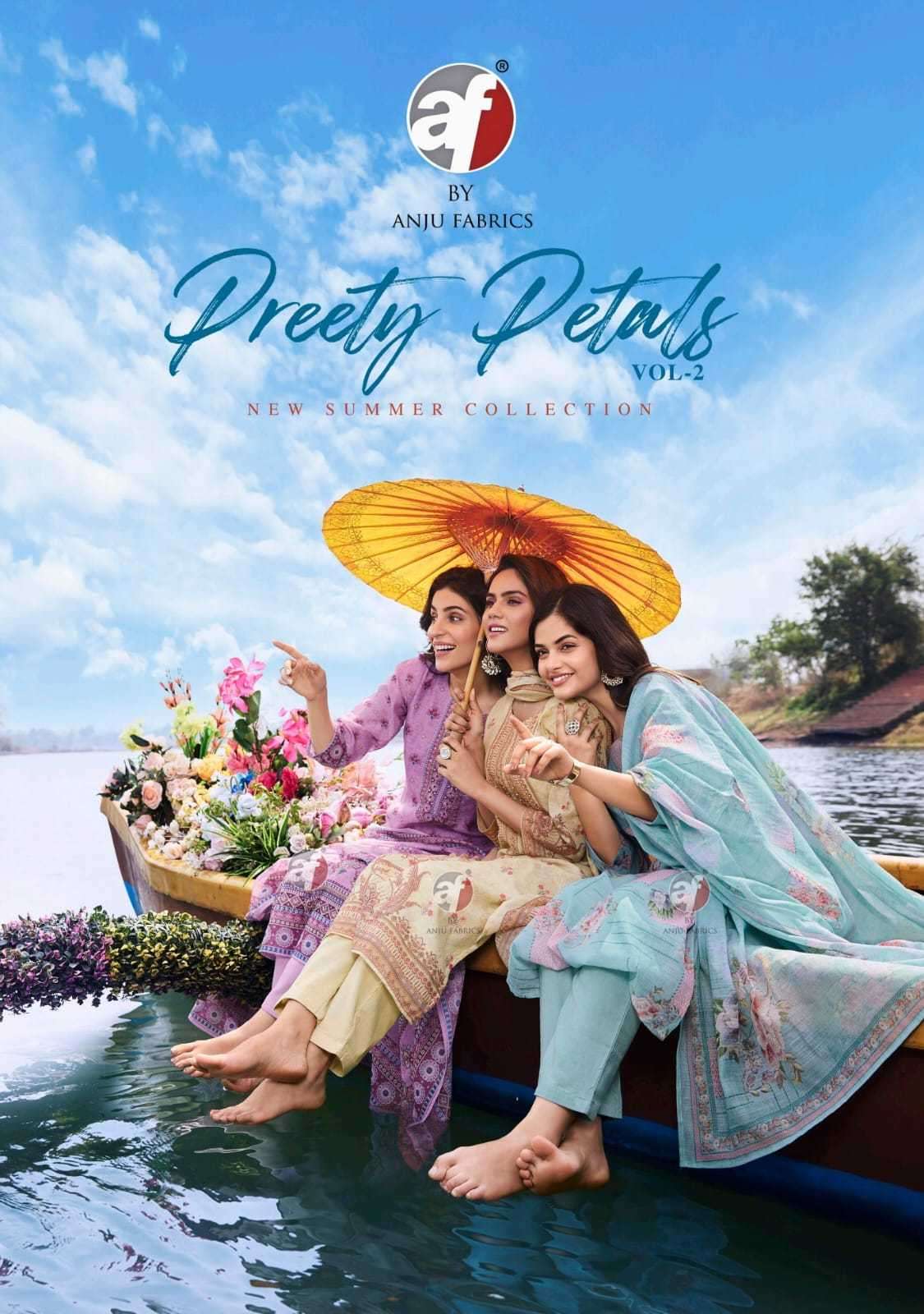 anju fab preety petals vol 2 series 3761-3766 linen cotton suit 