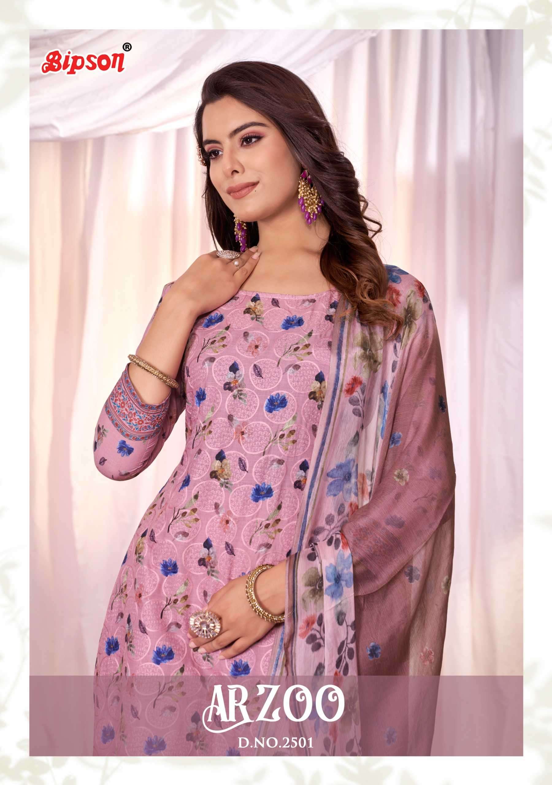 bipson aarzoo 2501 Pure COTTON SCHIFFLI Digital Print suit