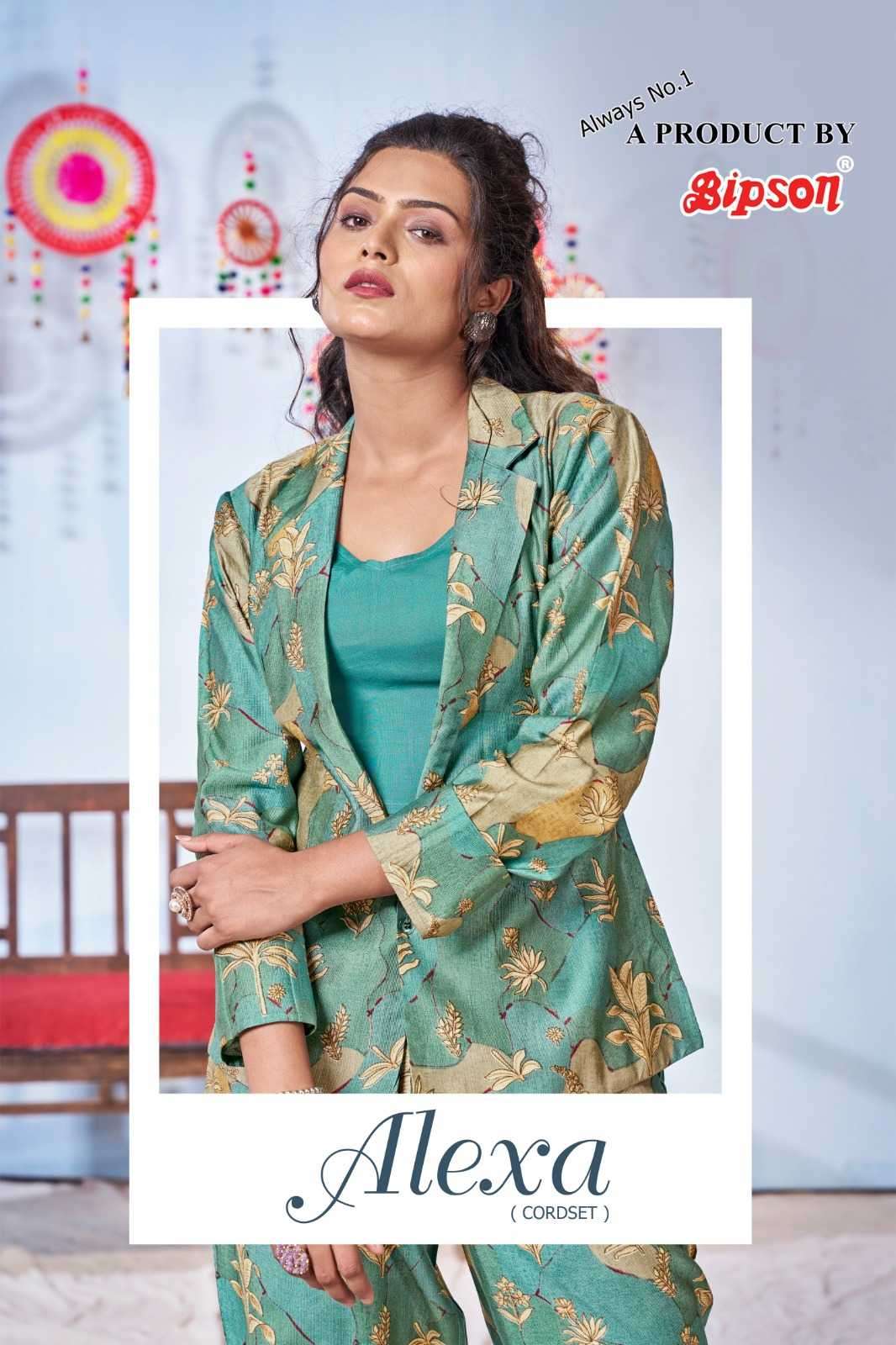 bipson alexa 1002 Pure Chanderi Denting Foil Print coord set