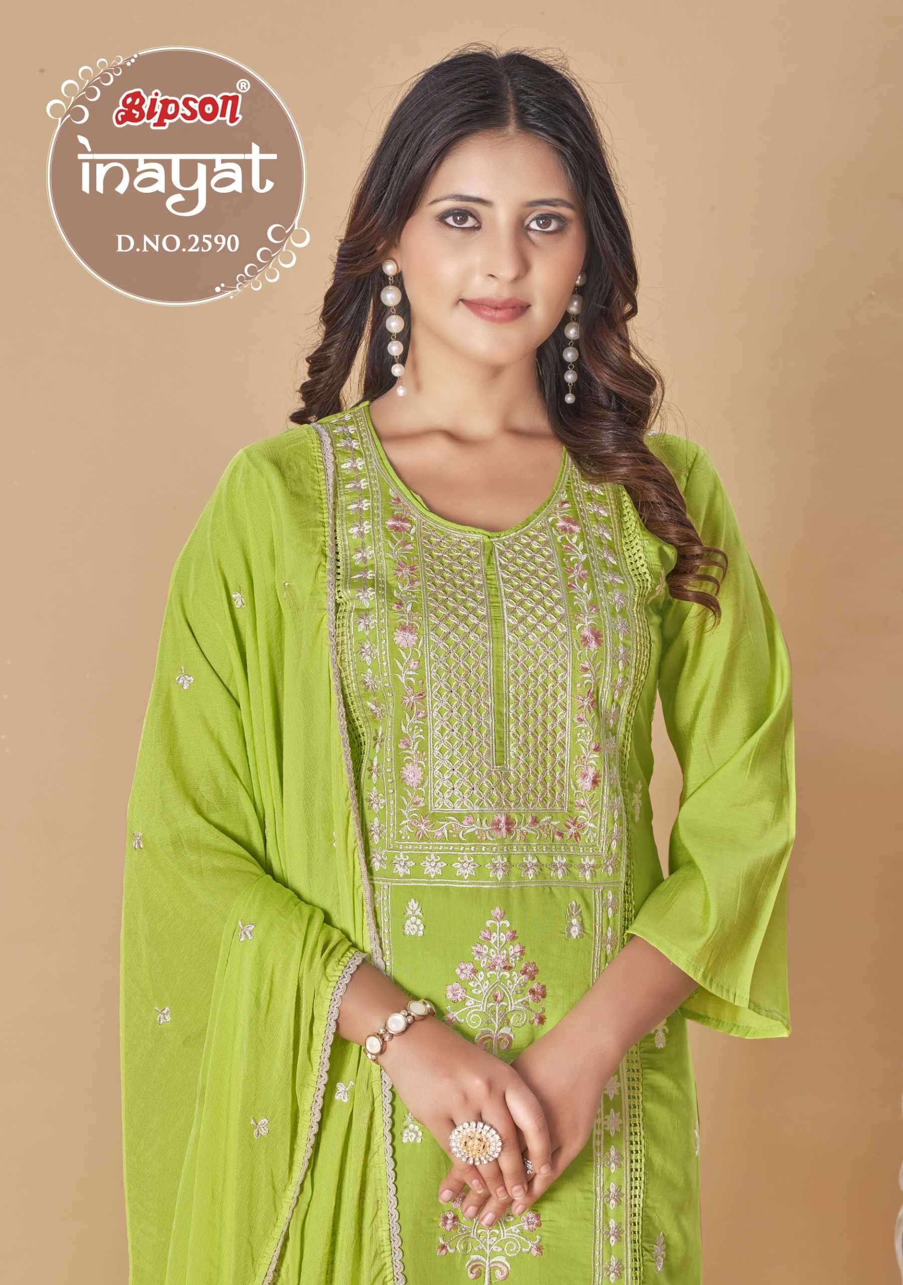 bipson inayat 2590 Pure Roman Silk With Heavy Embroidery Work suit