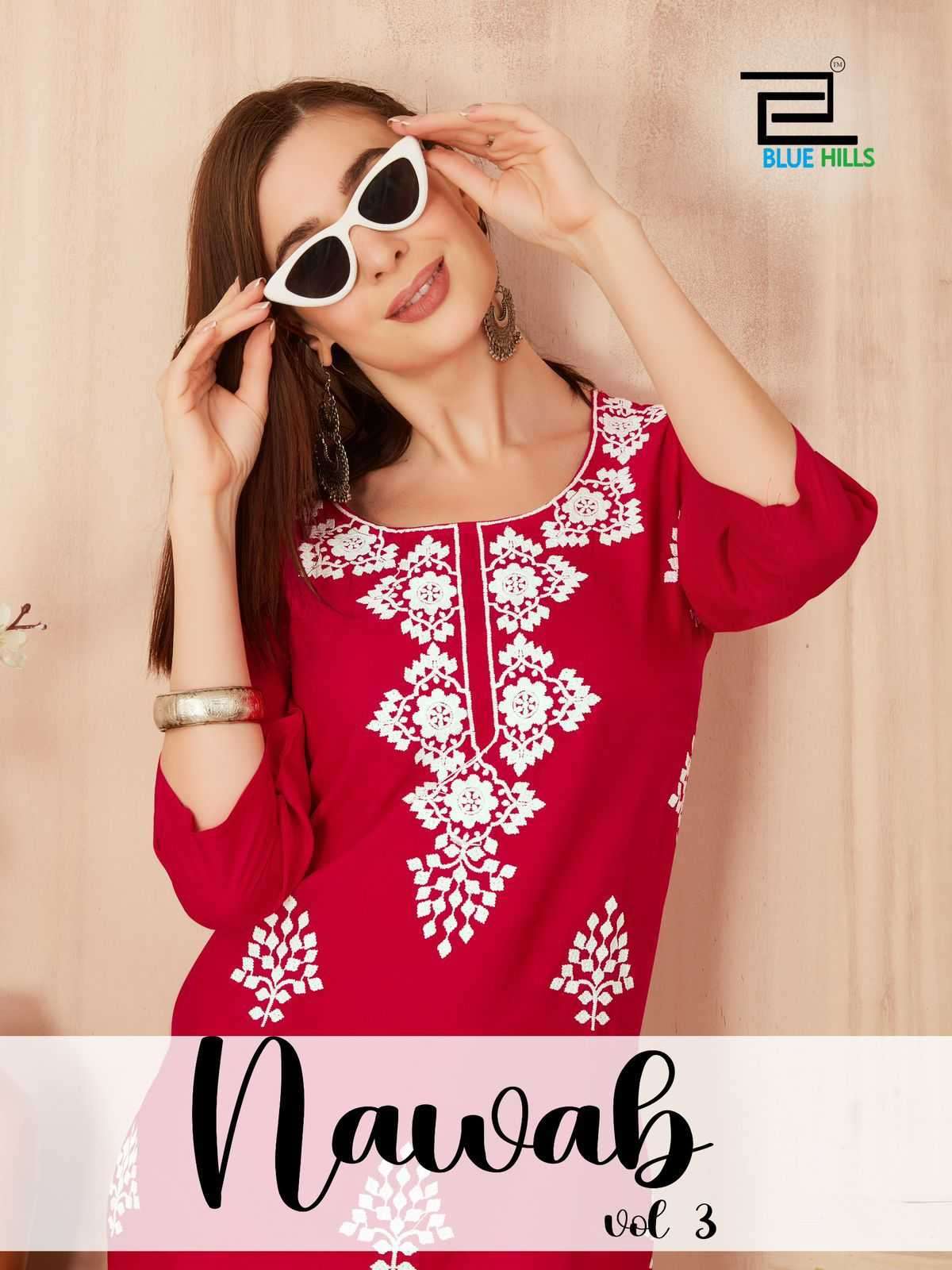 blue hills nawab vol 3 series 3001-3006 14 kg Rayon kurti