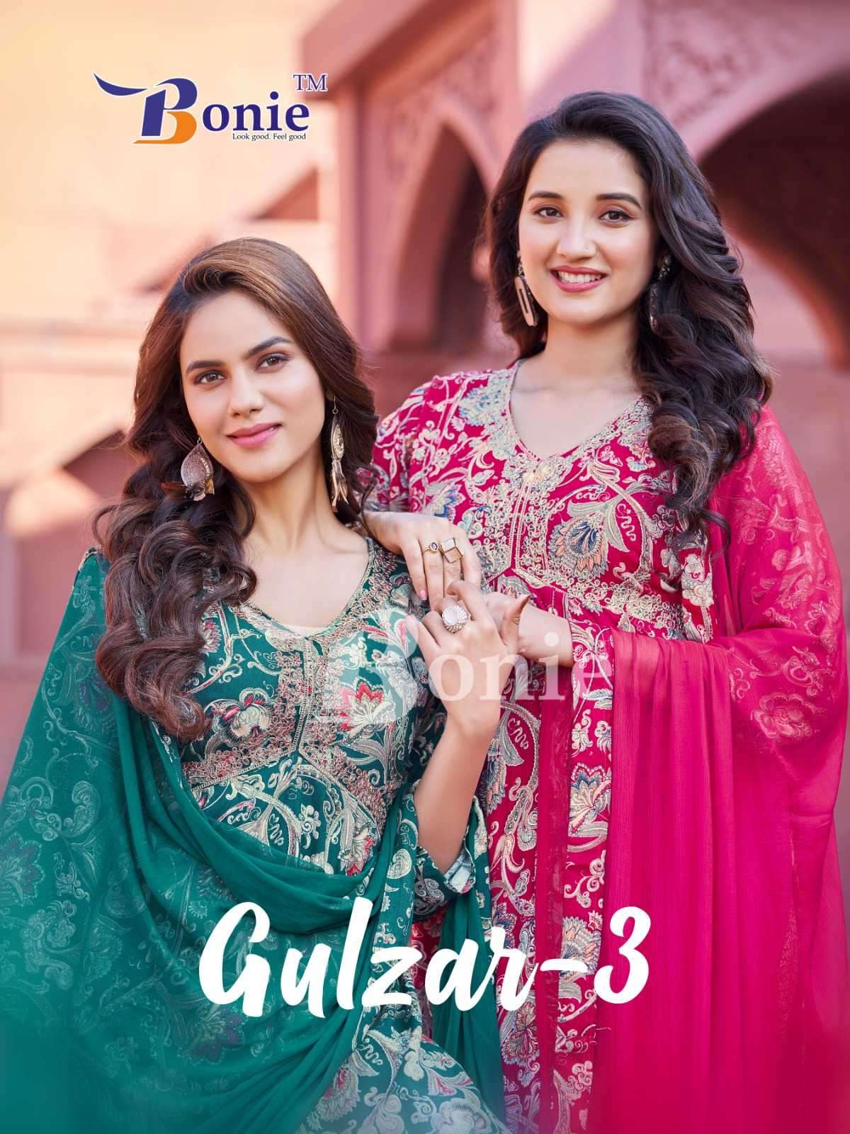 bonie gulzar vol 3 series 3001-3008 fancy rayon readymade suit 