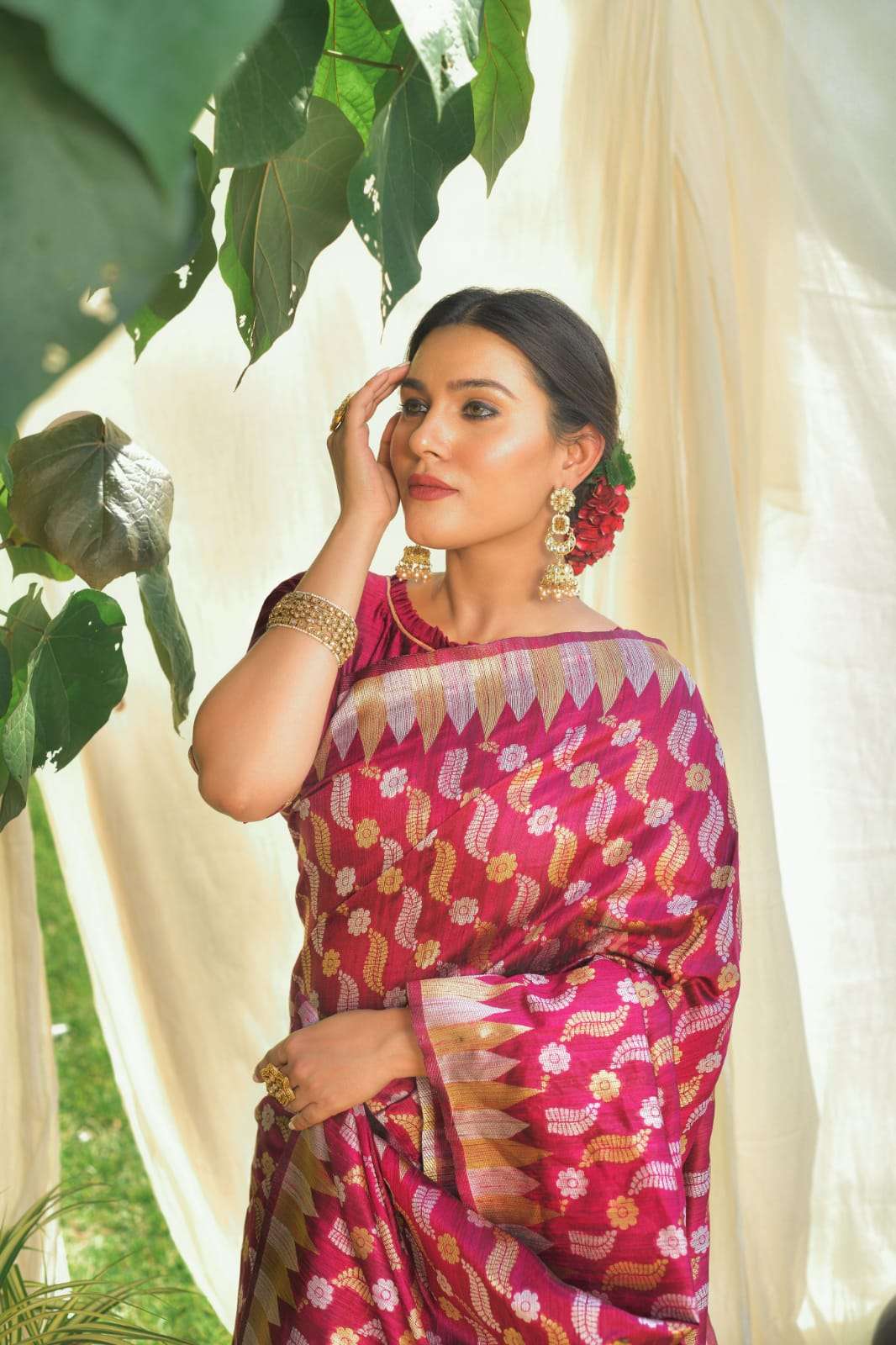BT-10 Pure Tussar silk jamdani weaving saree 
