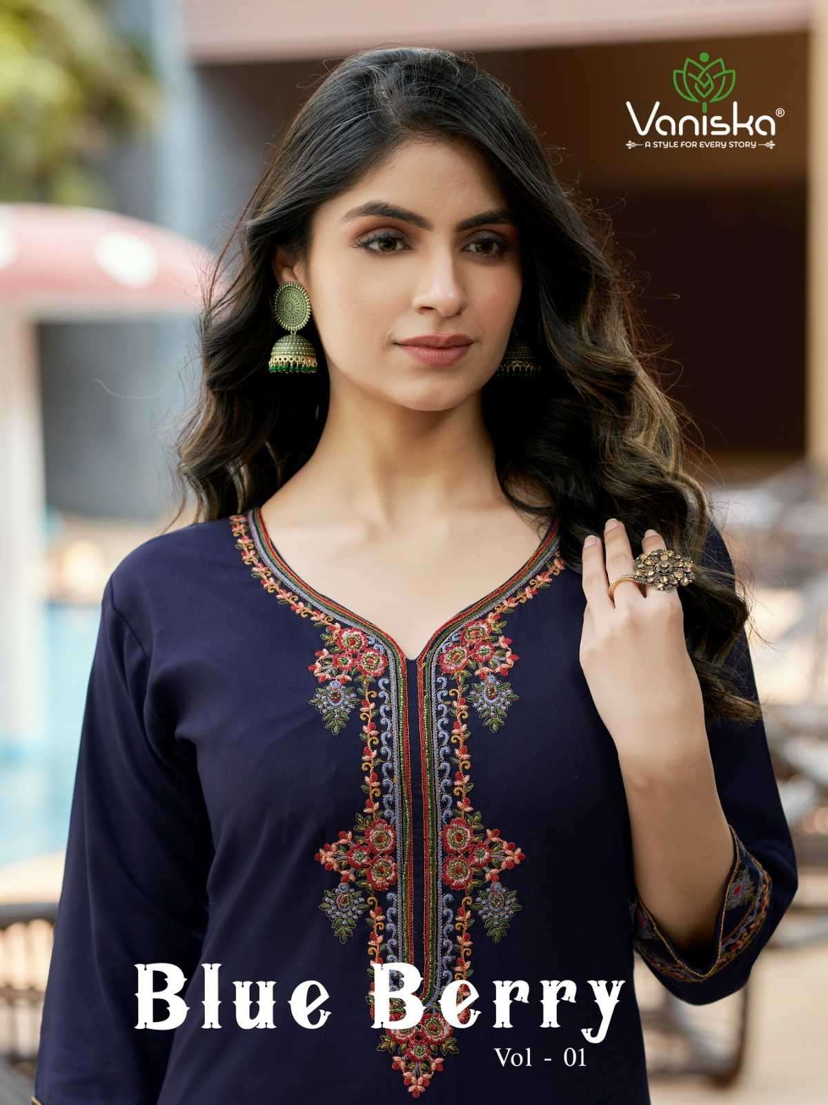 colourpix vaniska blue berry vol 1 series 1001-1006 Heavy Fancy Reyon 14 kg kurti