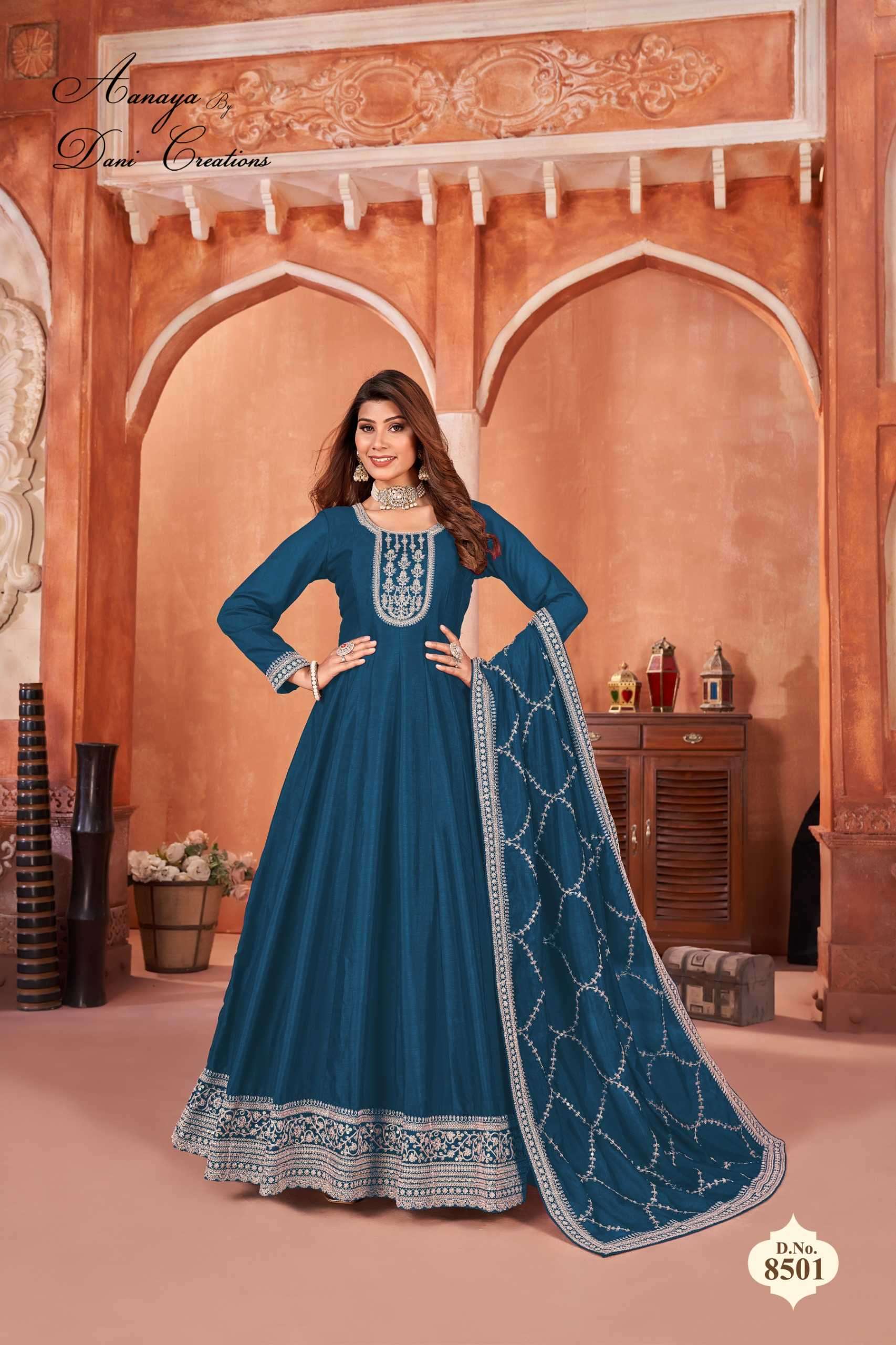 dani creation aanaya vol 185 series 8501-8504 art silk kurti with dupatta 
