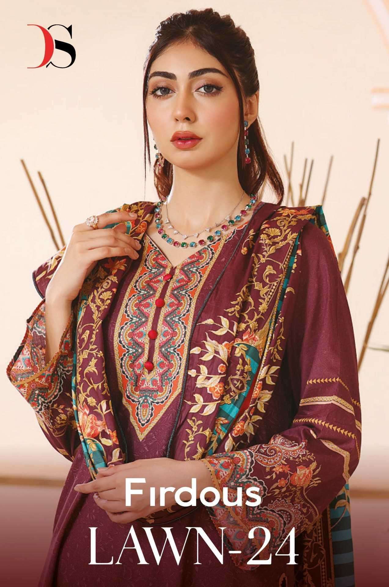 deepsy suit firdous lawn 24 series 5011-5018 Pure cotton suit
