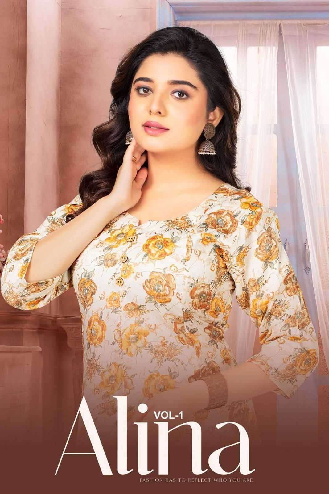 fashion talk alina vol 1 series 101-108  Heavy Capsule Foil Print kurti
