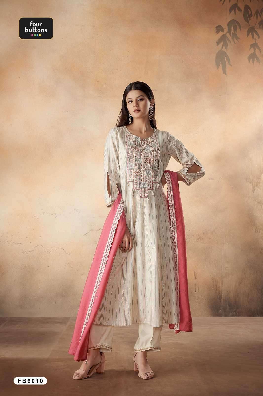 four buttons skd set fb 6010 cotton anarkali readymade suit 