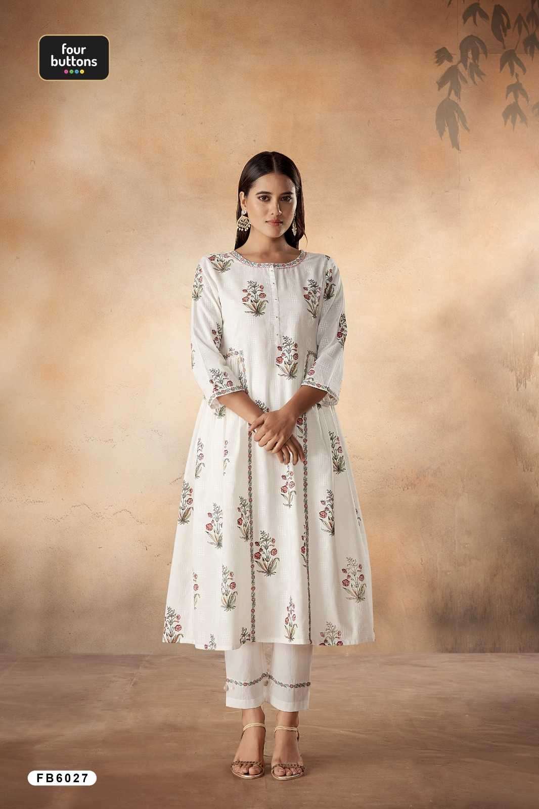 four buttons skd set fb 6027 cotton kurti with pant 