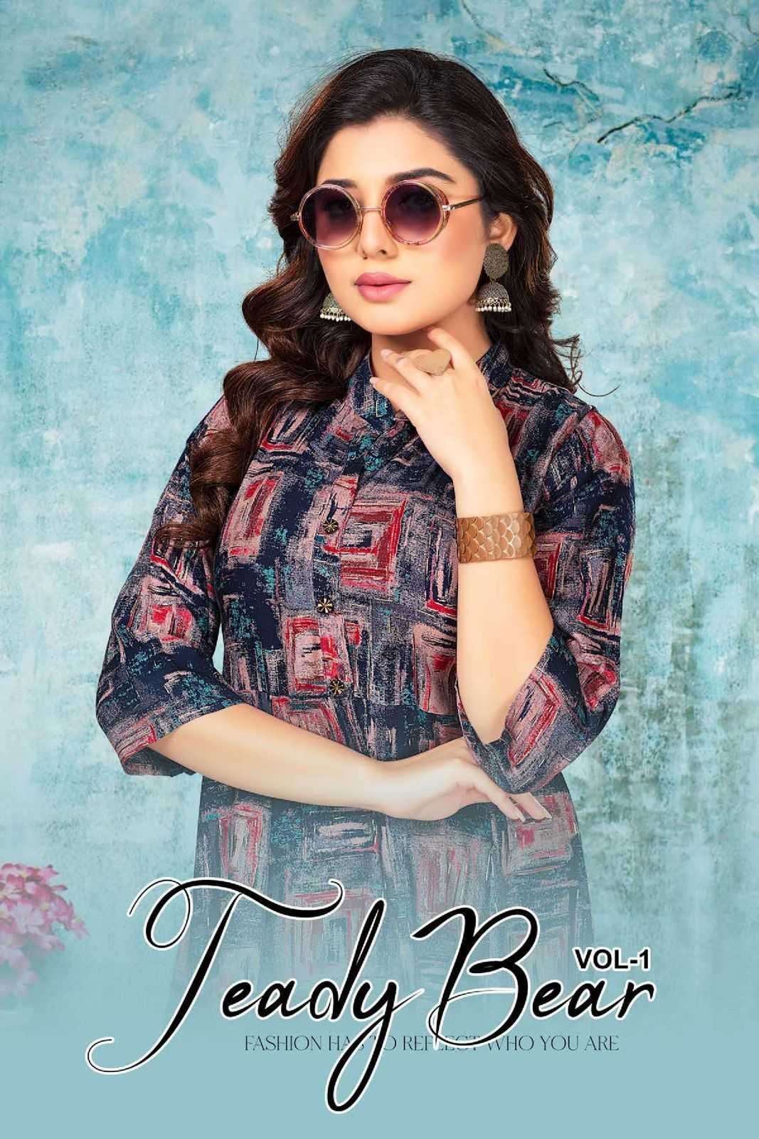 ft trendy bear vol 1 series series 101-108 Rayon Discharge Foil Print kurti 