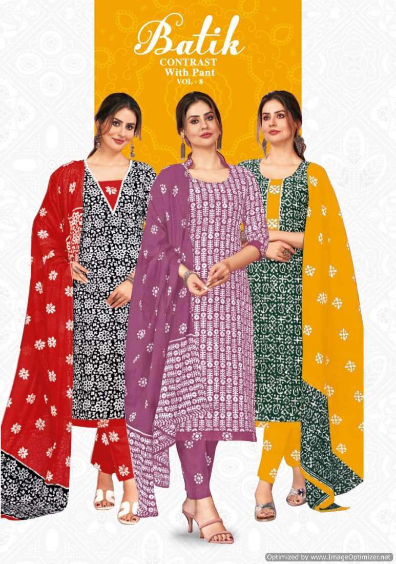 Ganpati Batik Vol-8 series 801-815  Heavy Cotton readymade suit 