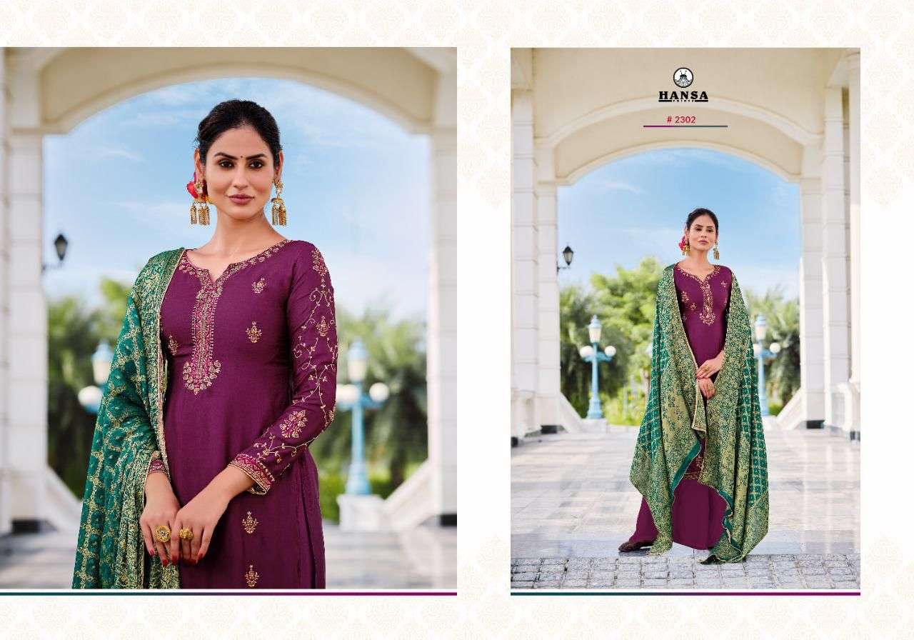 Hansa bindiya designer satin georgette work suit 