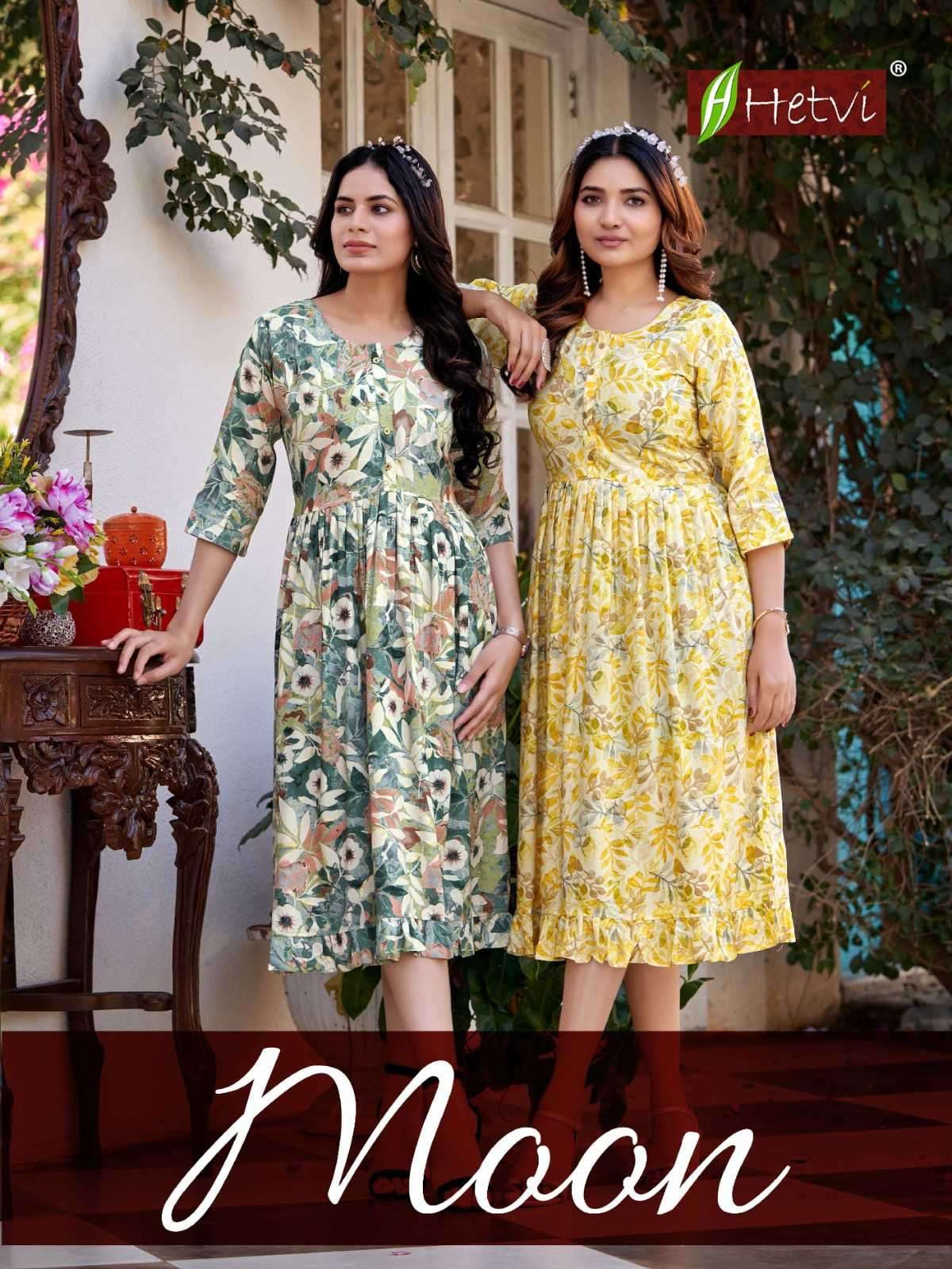hetvi moon series 1001-1006 reyon print kurti