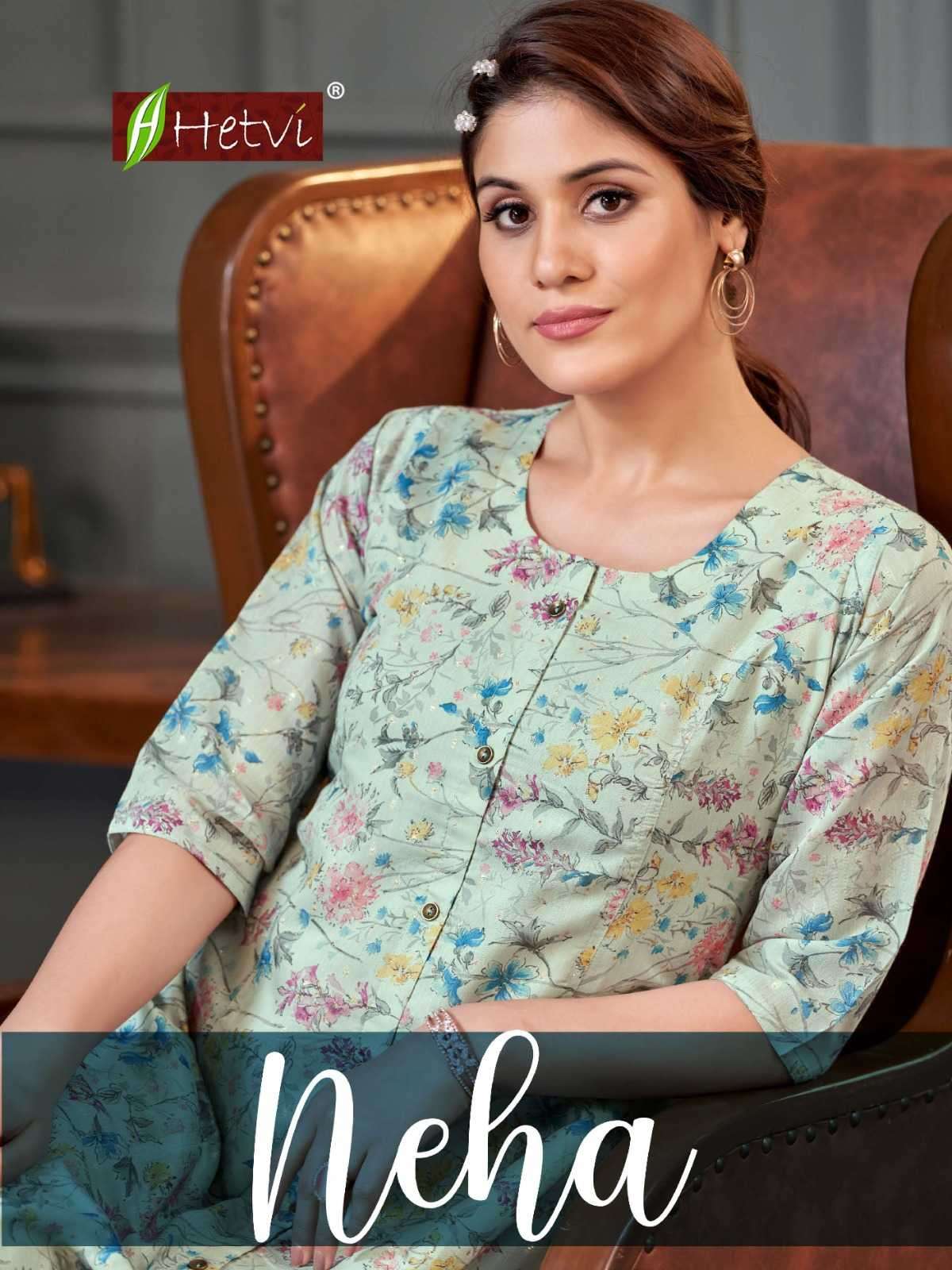 hetvi neha series 1001-1006 Chanderi butti digital print kurti
