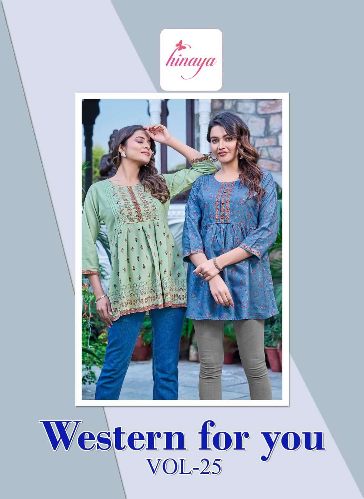 hinaya western 4 you vol 25 series 25001-25008 14kg rayon slub kurti 