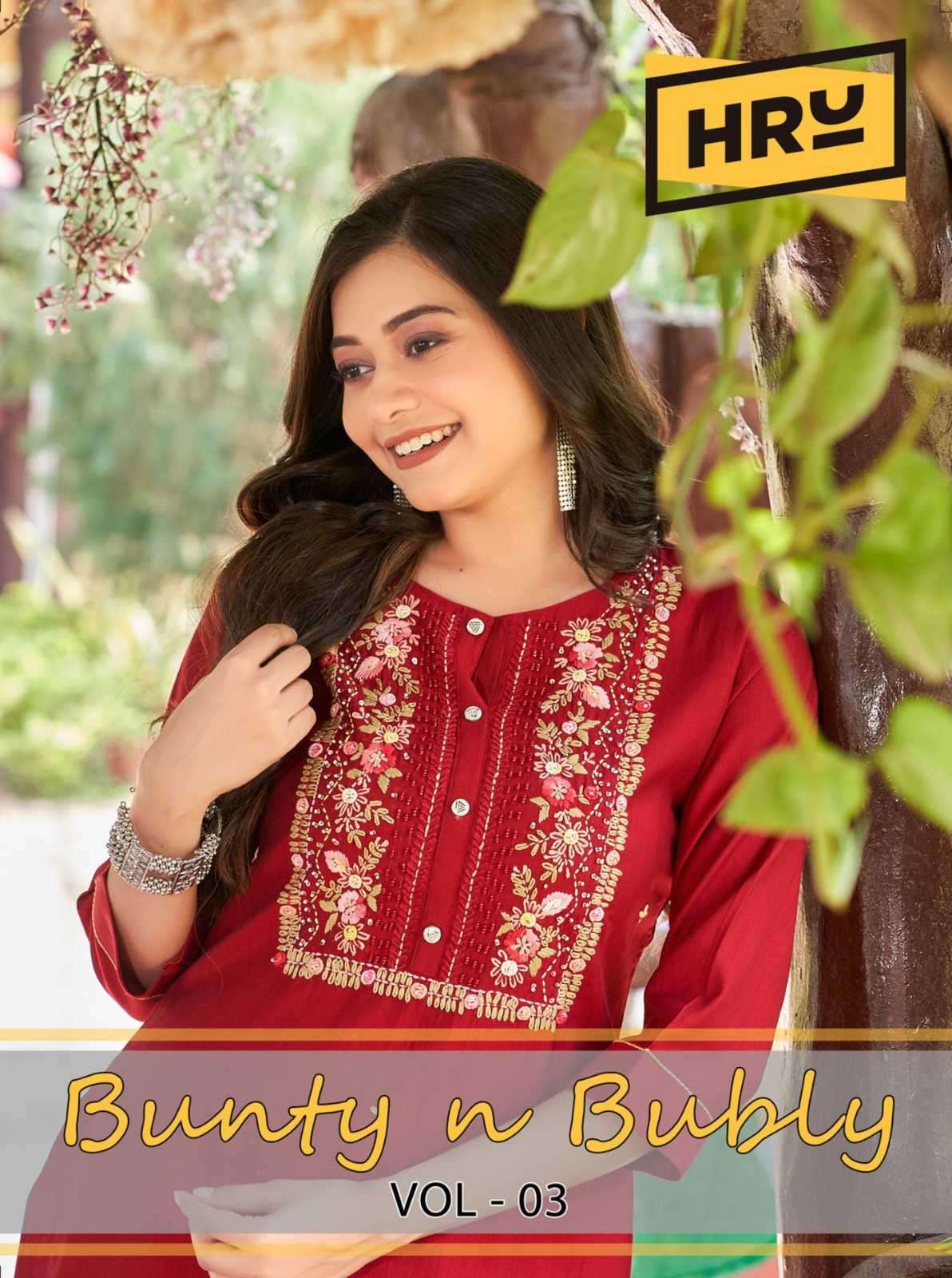 hru bunty & bubli vol 3 nylon viscose embroidery kurti 