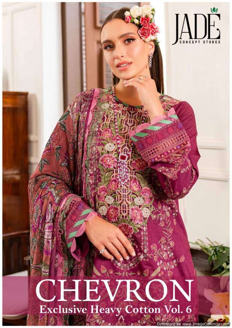 Jade Chevron Vol-6 series 51-56 Pure Lawn Cotton suit