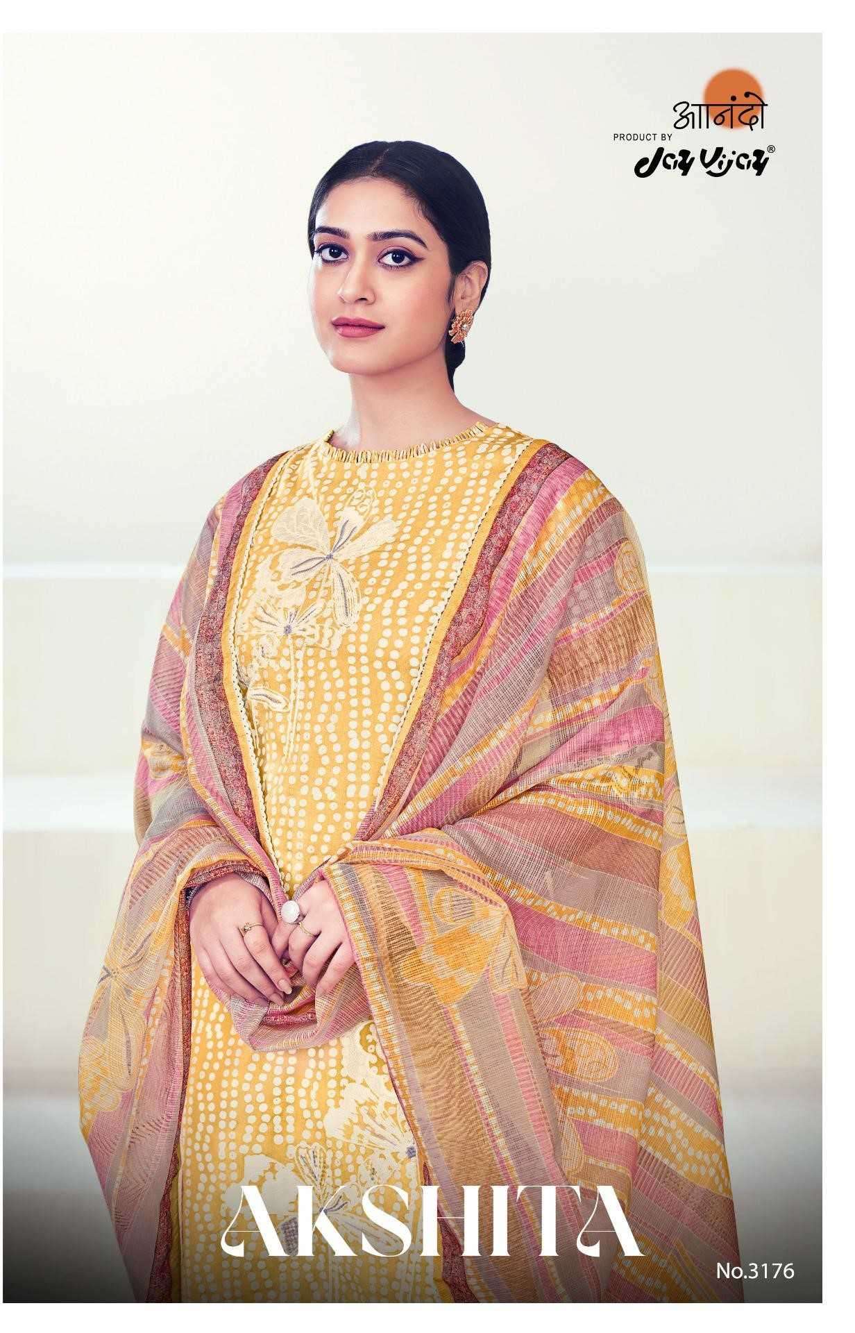 jayvijay akshita 3179 pure cotton block print suit 