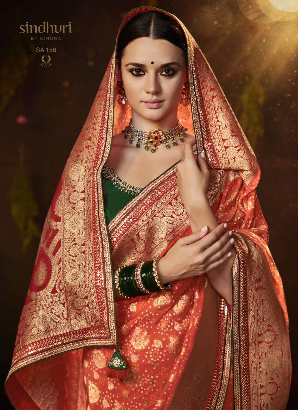 kimora bandhej sindhuri Pure Georgette saree